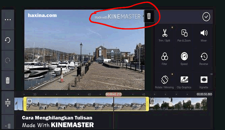 cara menghilangkan tulisan kinemaster