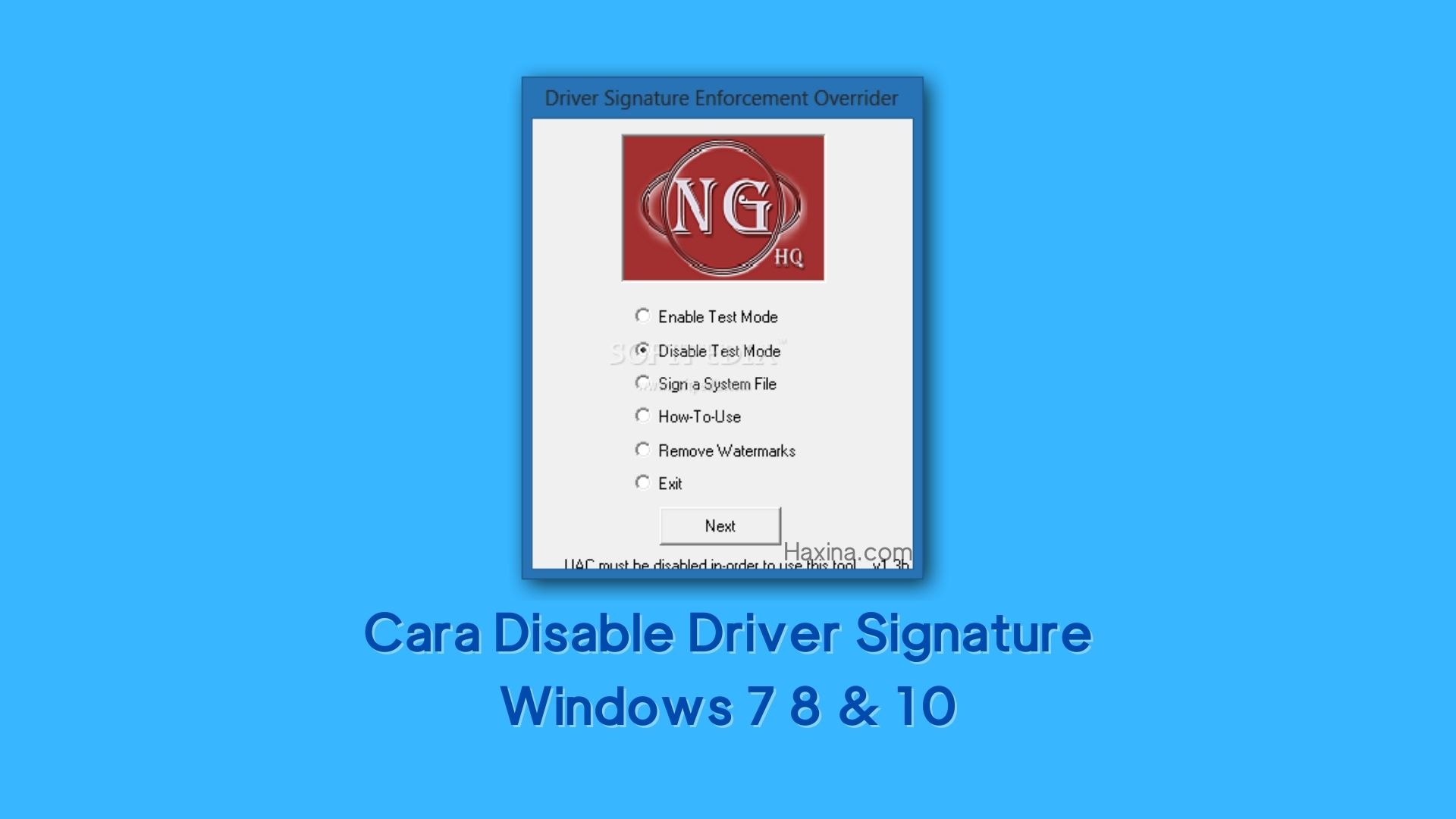 Cara Disable Driver Signature