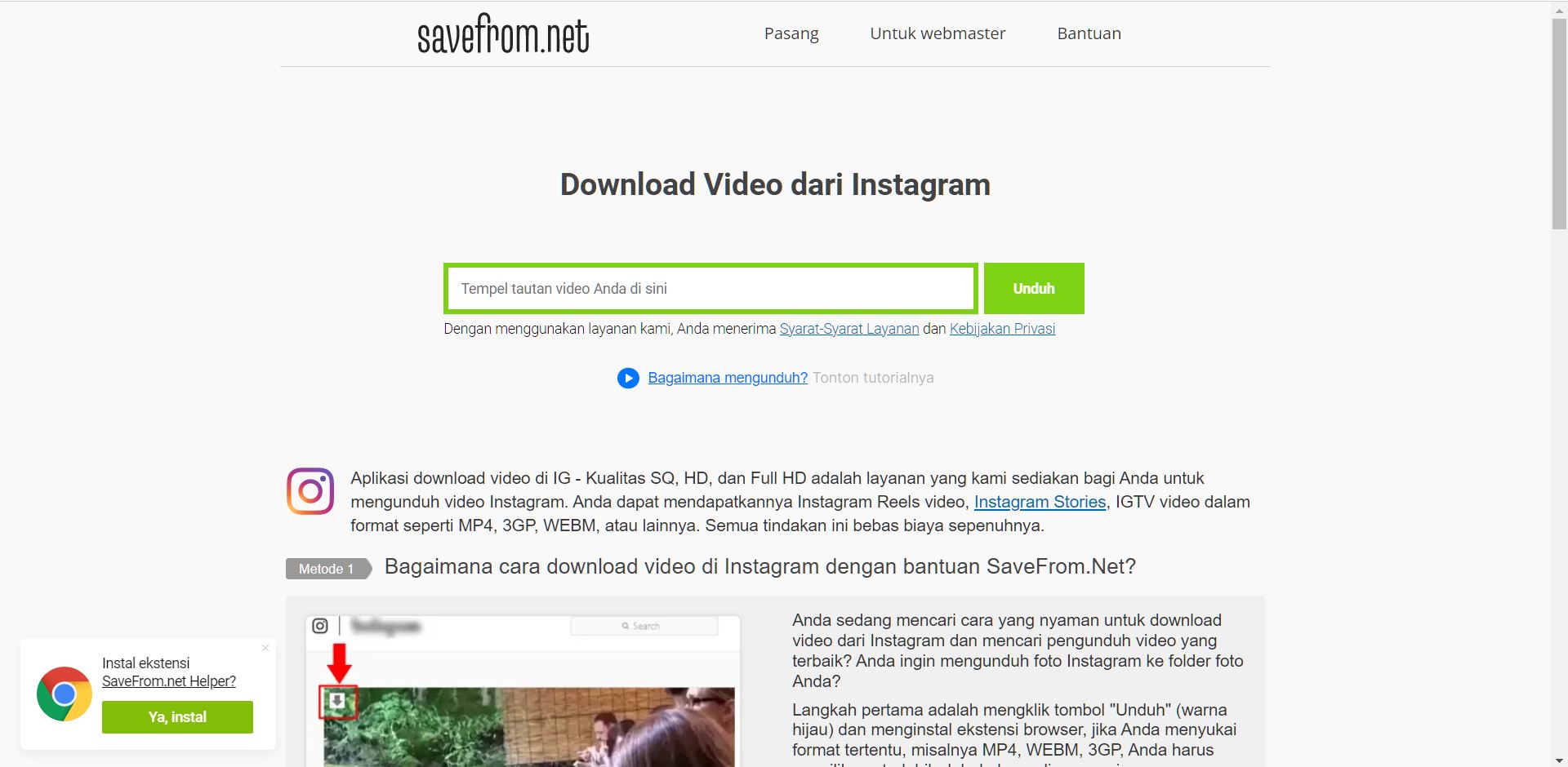 Cara Download Video Reels Instagram Tanpa Aplikasi dengan SaveFromNet